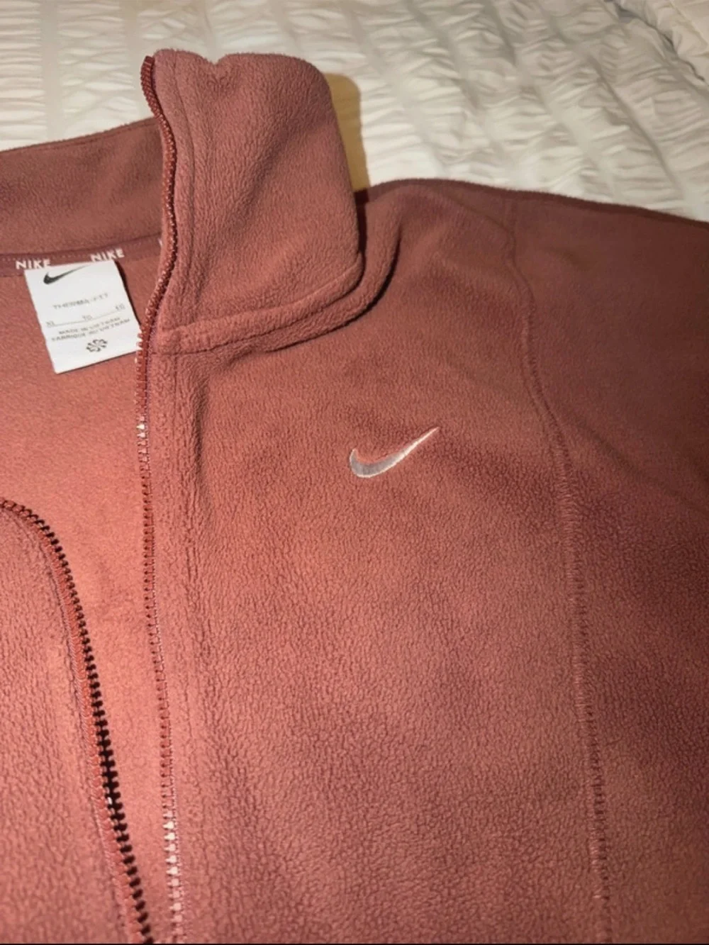 Women's Nike One Therma-FIT Oversized 1/2-Zip Fleece Top Red Sepia